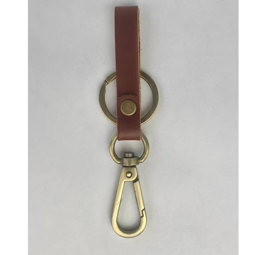 Leather key ring brown keychain holder, gift jewelry